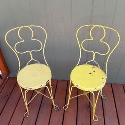 Vintage Twisted Wrought Iron Ice Cream Parlor Chairs 