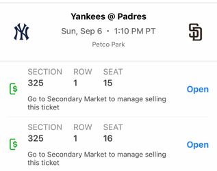 Yankees vs. Padres Sunday 6th