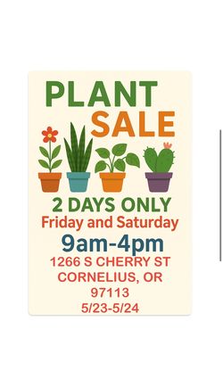 🪴 2 DAY PLANT SALE CORNELIUS🎍