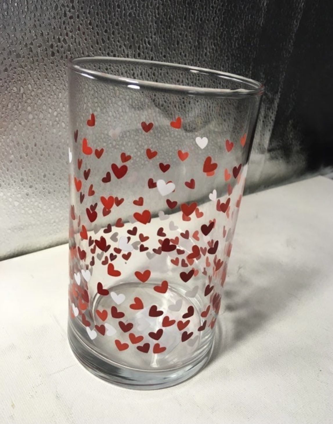 Glass Heart Design Flower Vase 