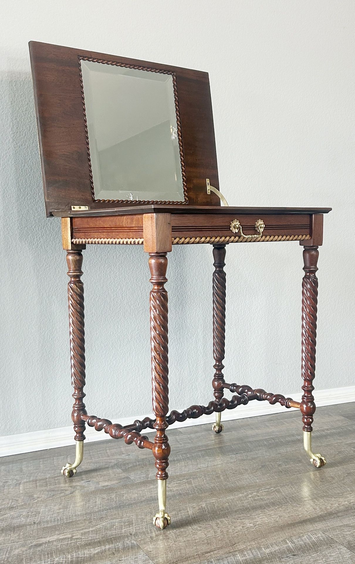 Antique Jenny Lind Style Fold Down Mirror Vanity