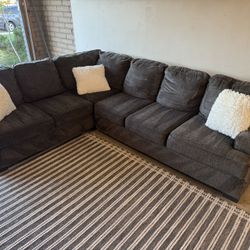 Dark Gray Sectional Sofa Couch Sala 