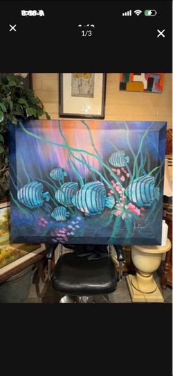 Vintage oil on canvas signed 50 by 40