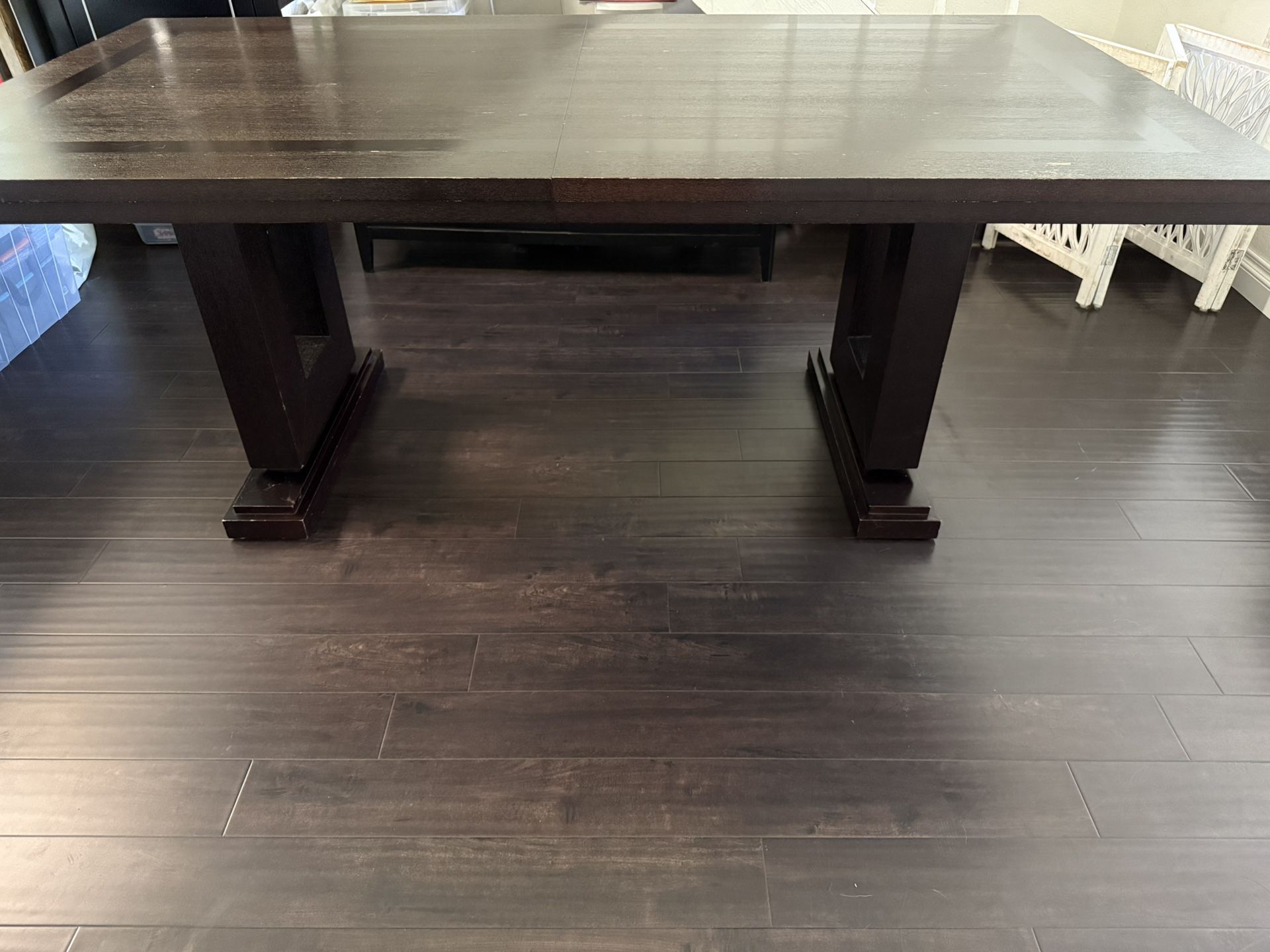 Dark Brown Wood Dining Table 76” X 40”