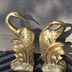 MCM Brass Crane Heron Bookends