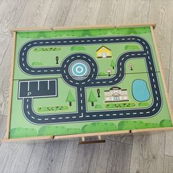 Wooden train table for kids
