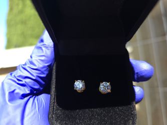 Gold plated Earrings With Genuine Moissanite 1ct or 6.5mm
