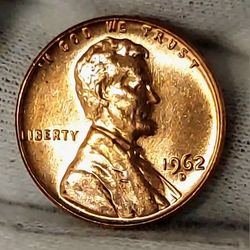 1962 D Memorial 1 Cent Copper Coin 