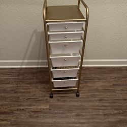 Gold 6-Drawer Rolling Storage Cart