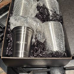 Set Of Four Stainless Steel Drinking Cups 