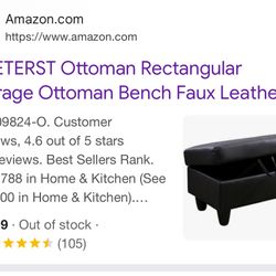 Blk Leather Ottoman (never Opened)