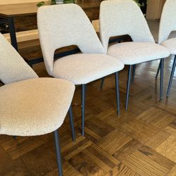 4 Like New Boucle Dining Chairs