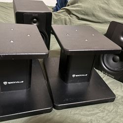 BX5 M-Audio and Rockville RHT8G Speaker Stands
