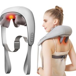 Neck and Shoulder Massager for Pain Relief Deep Tissue-Shiatsu Deep Kneading Massager with Heat to Relieve Neck Shoulder Back Waist Leg Muscle Sorenes