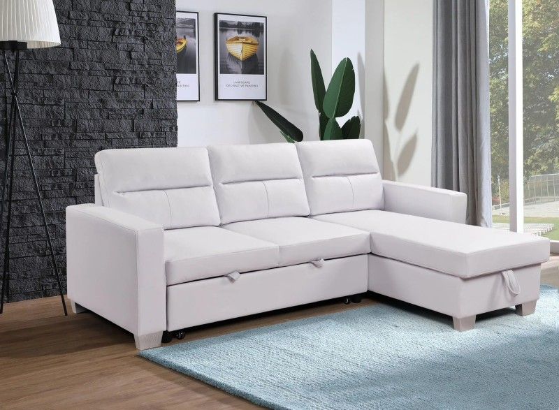 Leather Pull Out Bed With Storage Black/White