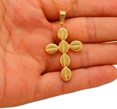 Adixyn Ethiopian Gold Color Cross Pendant for Women/Men stainless stee