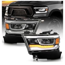 2019 - 2024 RAM 1500 Chrome Interior LED Reflector w/DRL Headlights Headlamps Left+Right