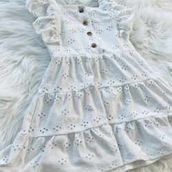 btween Eyelet White Toddler Dress *3T