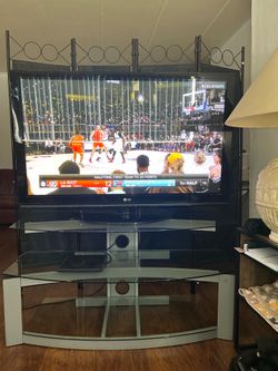 50"LG Plasma smart TV with 3 tier metal and temper glass TV table