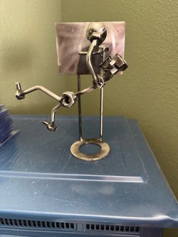 Metal Bolt and Nut Figurine Sculpture
