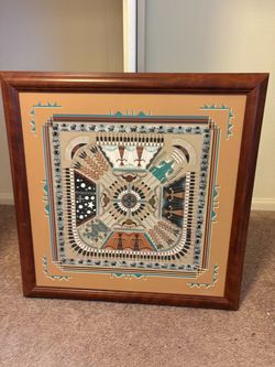 Framed Native American Sand Art Print