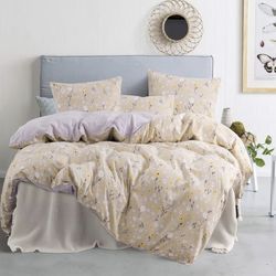 Duvet Cover Queen, Soft Cute Bedding Set with Lightweight Duvet Cover Queen and 2 Pillowcases Zipper Closure (Flower, Queen)