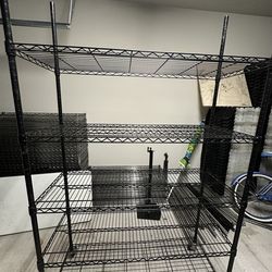 Heavy Duty 5-Tier Wire Shelving Unit – 18”x48”x72” – Black – With Wheels