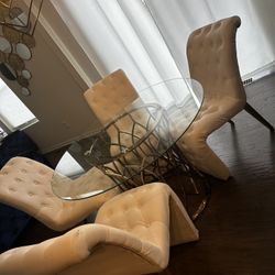 Set Of 4 faux Leather Chairs 