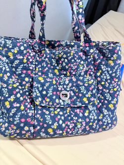 Vera Bradley quilted floral tote bag.