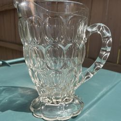 VINTAGE Thumbprint glass pitcher
