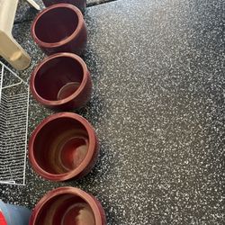 Vintage Burgundy, Red Glossy Gainey Ceramic Pots $60 For ALL