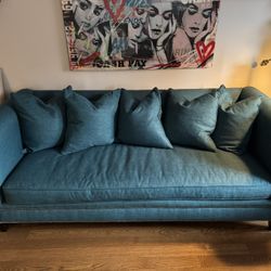Teal Carte and Barrel Couch