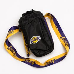LA Lakers Crossbody Bag (Black w/ Purple & Gold Strap)
