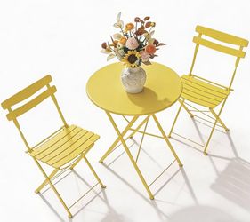 3 Piece Patio Bistro Set, Yellow
