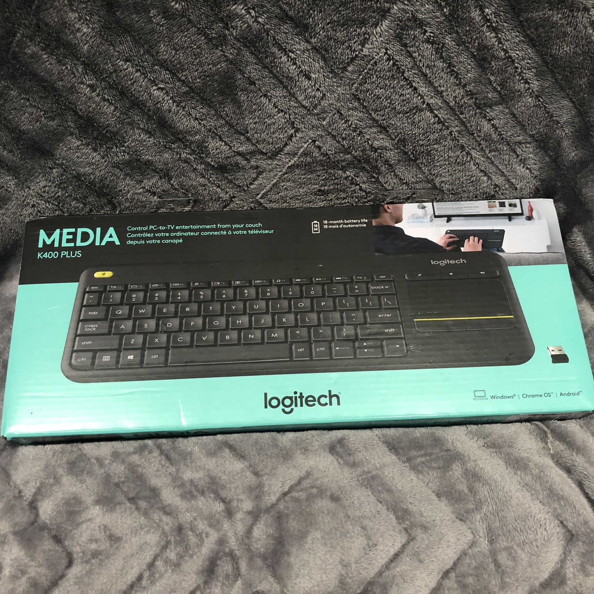 Logitech K400 Plus Wireless Touch TV Keyboard with Easy Media Control and Built-In Touchpad