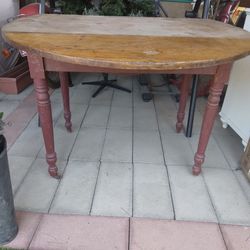Antique Wood Table With Wooden Rollers