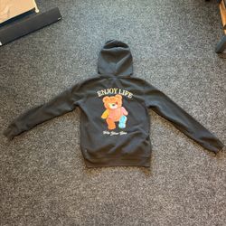 Black Teddy Bear “Enjoy Life” Hoodie 🖤🐻