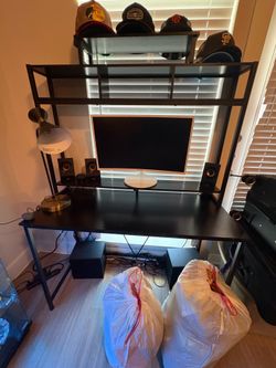 Black wooden desk