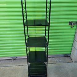 VASAGLE 4-Tier Rotating Bookshelf, Bookcase with Bookends for Small Spaces, Corner Shelf, Steel Frame, Ebony Black and Ink Black ULLS127B56