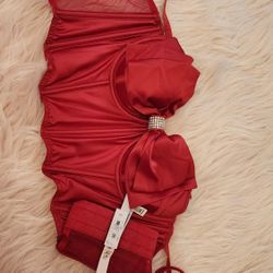 Beautiful Victoria Secret Red Crystal Bow Corset Perfect For Christmas