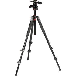 Manfrotto 055 Aluminum 3-Sec. Tripod Kit with Horizontal Column and 3-Way Head