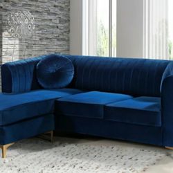Eliana Navy Velvet 2pc. Reversible Sectional

