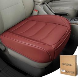 Red BOPUOVRE Car Seat Cover for Luxury, Comfort PU Leather, Anti-Slip, Full Wrap