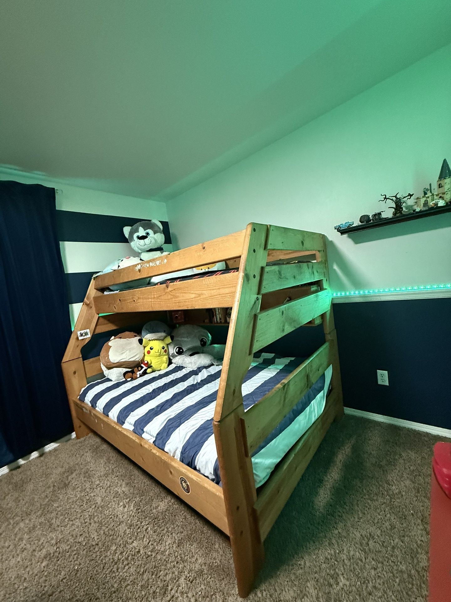 Bunk Beds - Twin Over Full - Storage Self & Mattresses Included