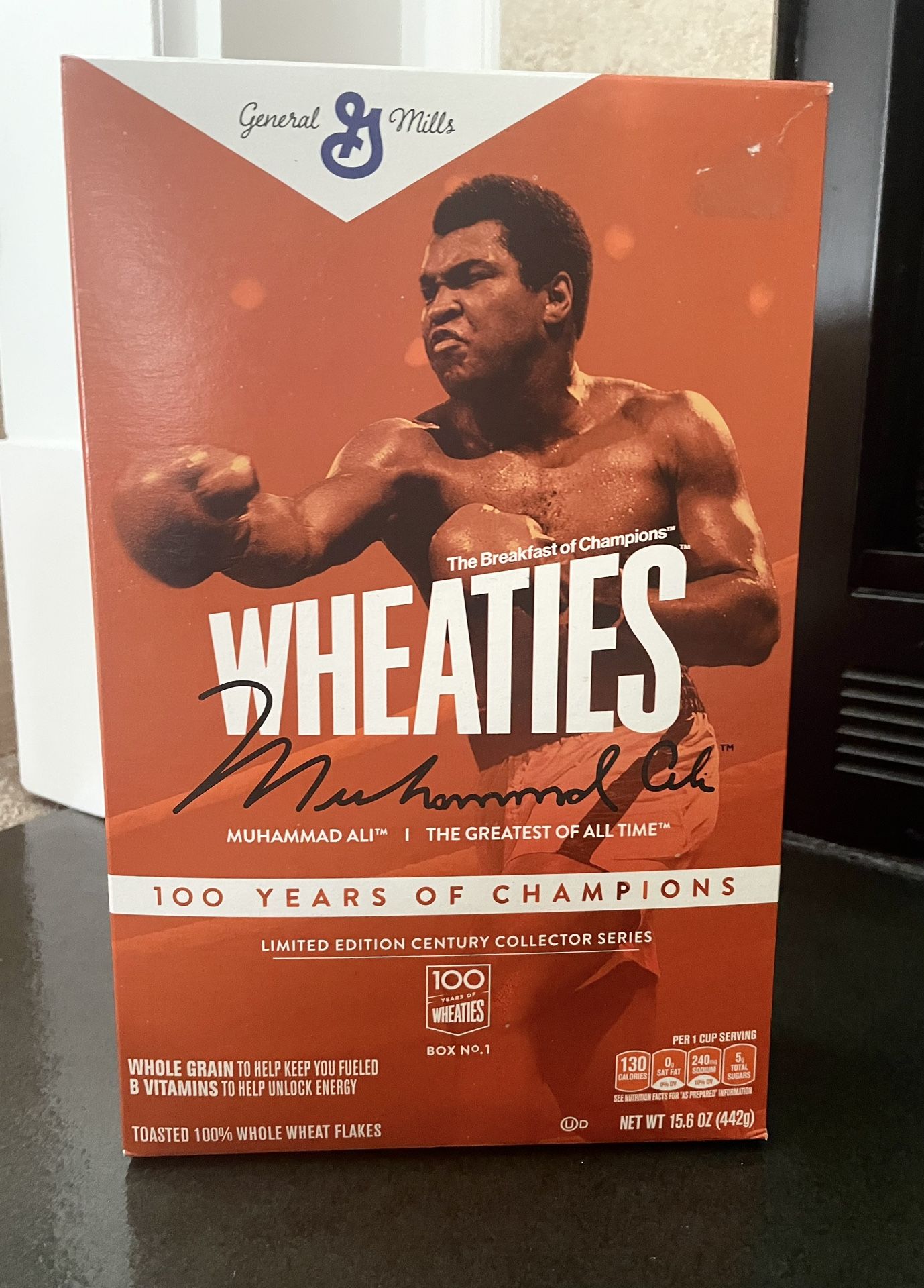 Collectsble MUHAMMAD ALI 100 YEARS OF CHAMPIONS LIMITED EDITION WHEATIES CEREAL BOX. Empty