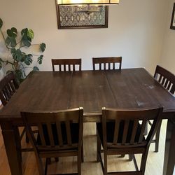 Counter Height Kitchen Table + 6 Chairs