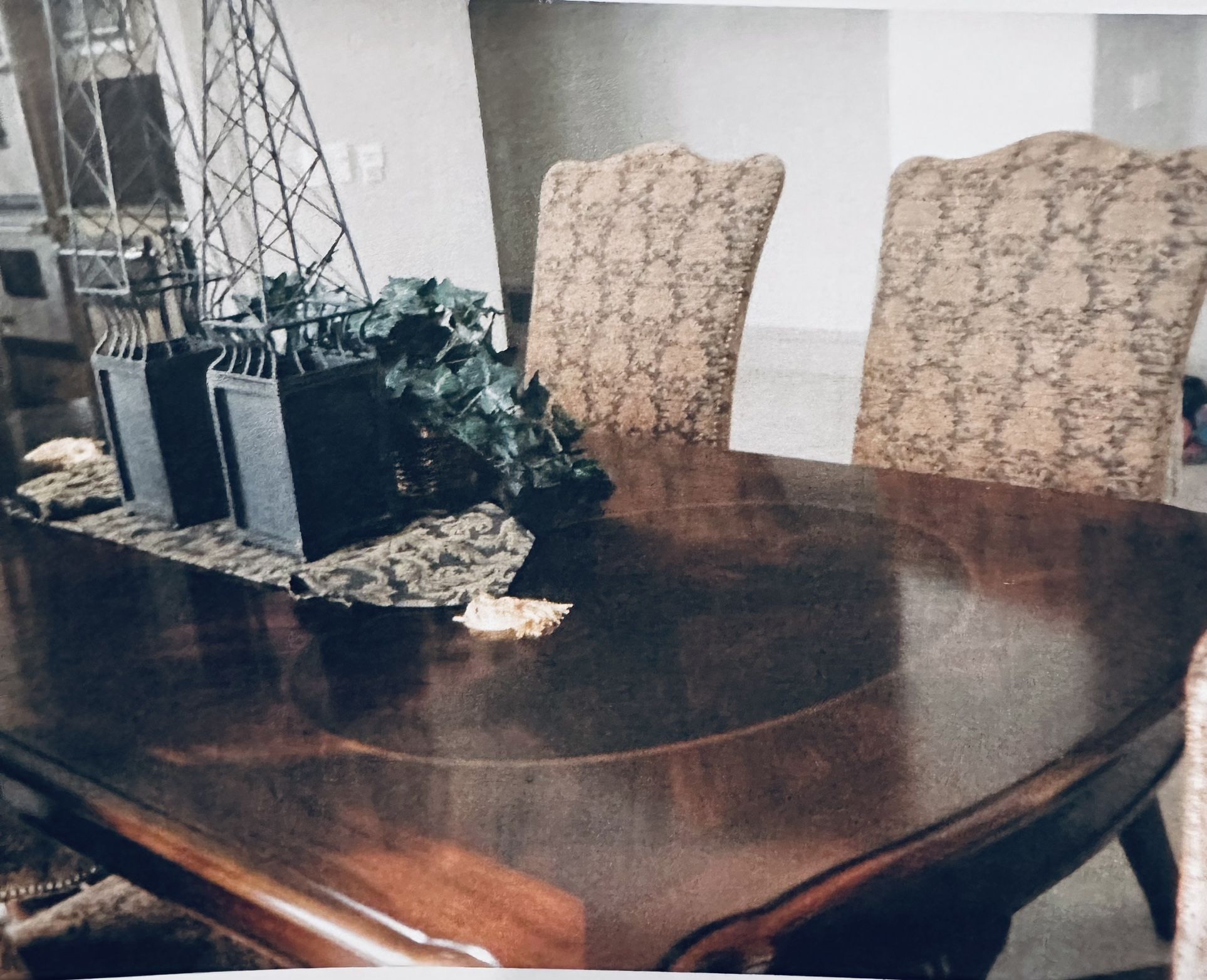 SOLID MAHOGANY WOOD DINING SET WITH SIDE TABLE