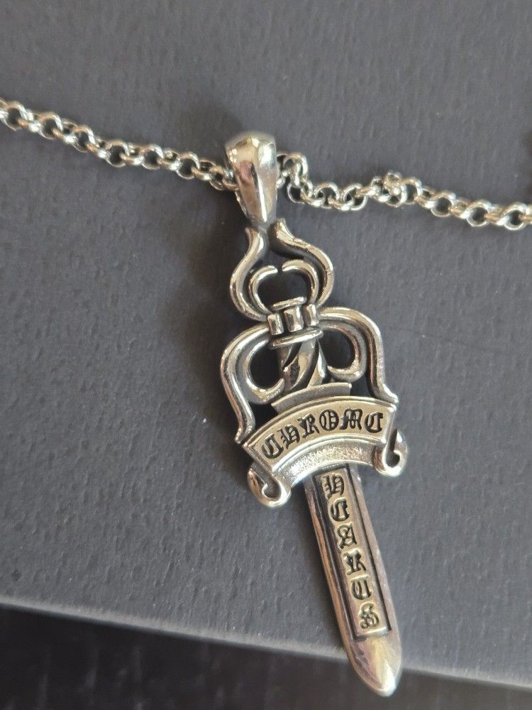 CH Chrome Hearts Dagger Pendant Chain Necklace. 925 Silver