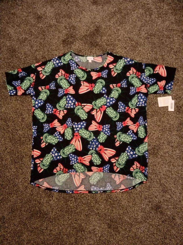 LuLaRoe Irma Shirt Independence Day Hi-Low T-Shirt Dress Top 3XL New With Tags