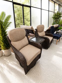 New Arrival! 3-Piece Wicker Swivel Rocking Chair Set